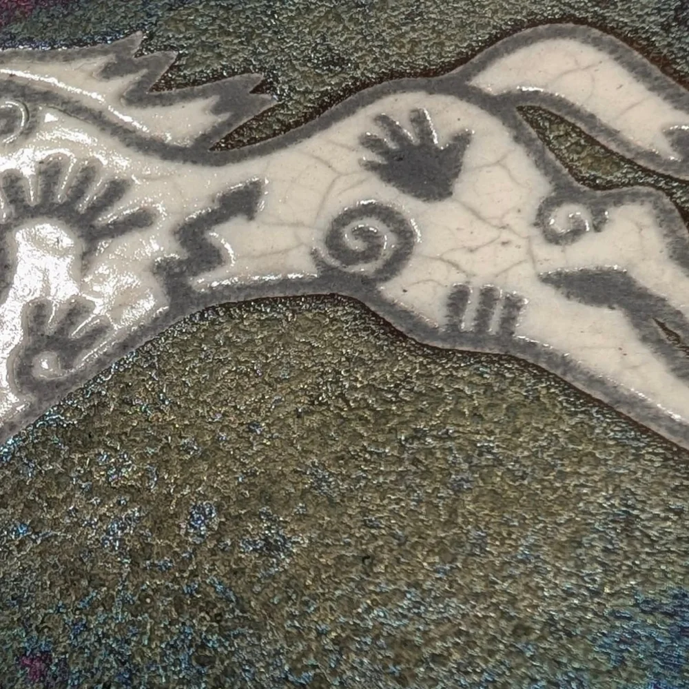 Jeremy Diller Raku Coaster Of Running Horse